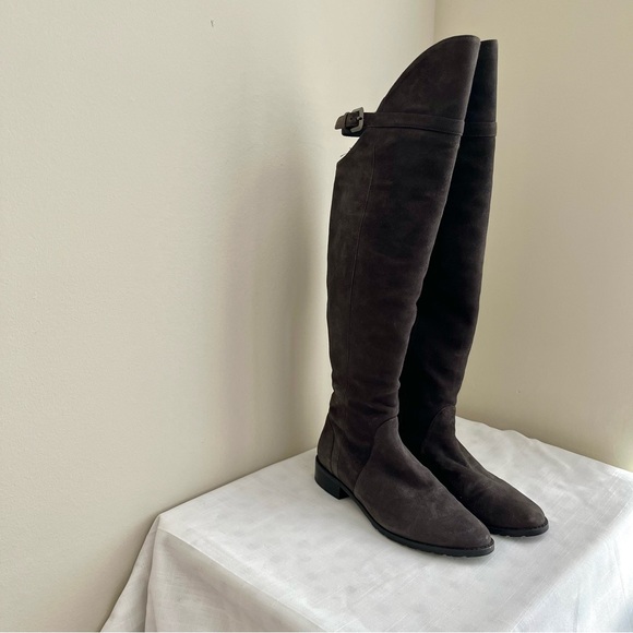 Stuart Weitzman Suede Knee-High Flat Boots - US 5 - Made in...